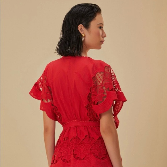 FARM Rio Red Richilieur Mini Dress XS - Picture 3 of 11